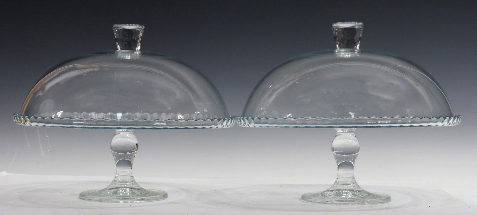 (2) COLORLESS GLASS COVERED CAKE STANDS, 10.5"H (1 of 2)