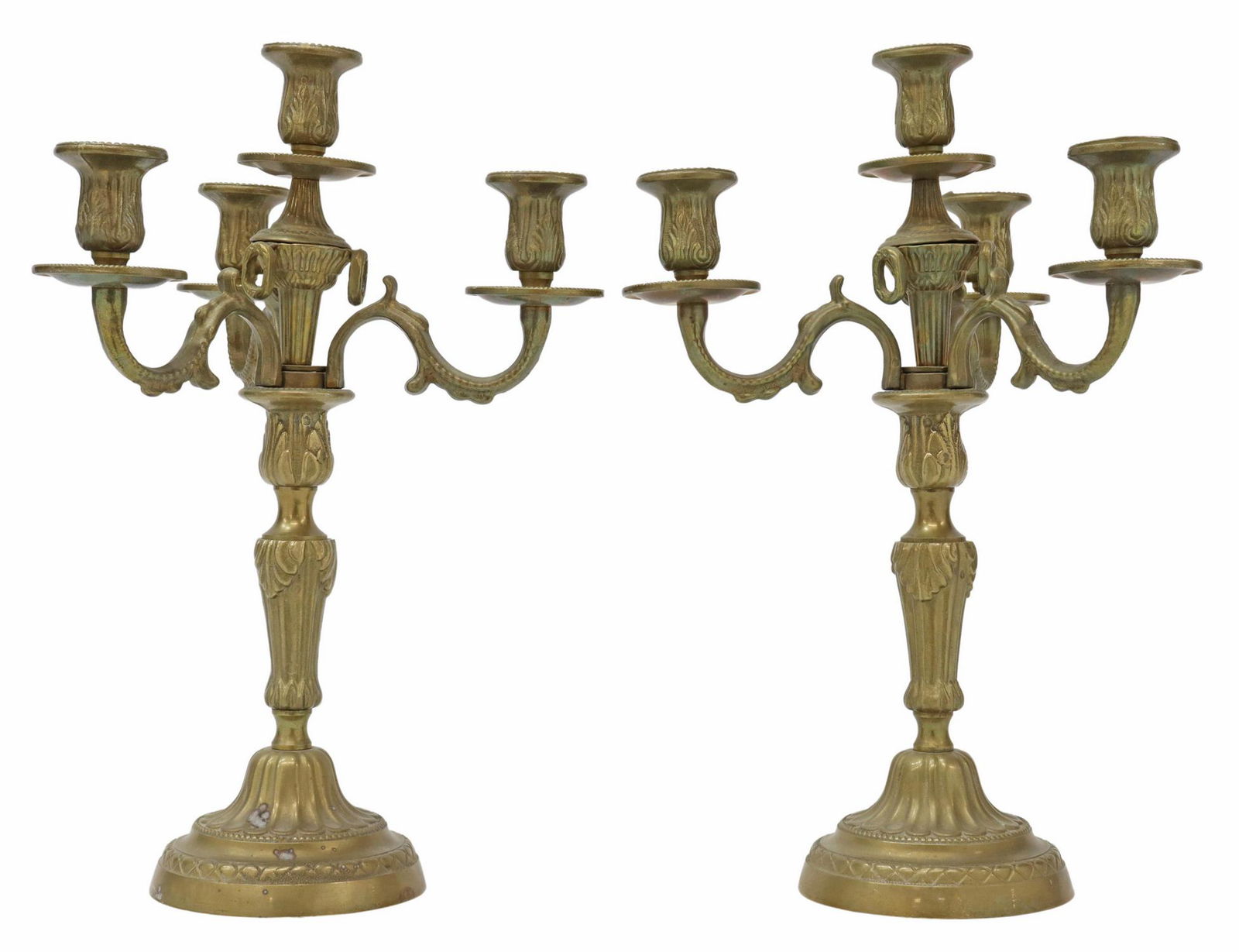 (2) FRENCH GILT METAL FOUR-LIGHT CANDELABRA (1 of 3)