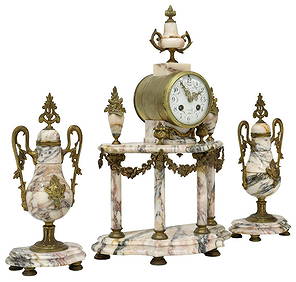 (3) LOUIS XVI STYLE MARBLE CLOCK & GARNITURES (1 of 6)