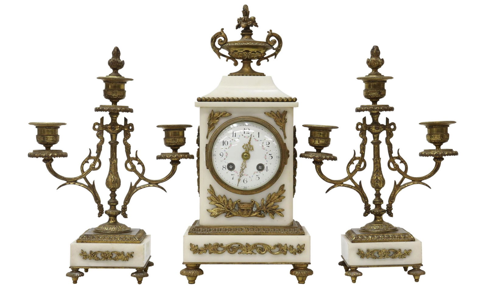 (3) LOUIS XVI STYLE MARBLE CLOCK & CANDELABRA (1 of 6)