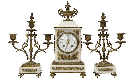(3) LOUIS XVI STYLE MARBLE CLOCK & CANDELABRA (1 of 6)