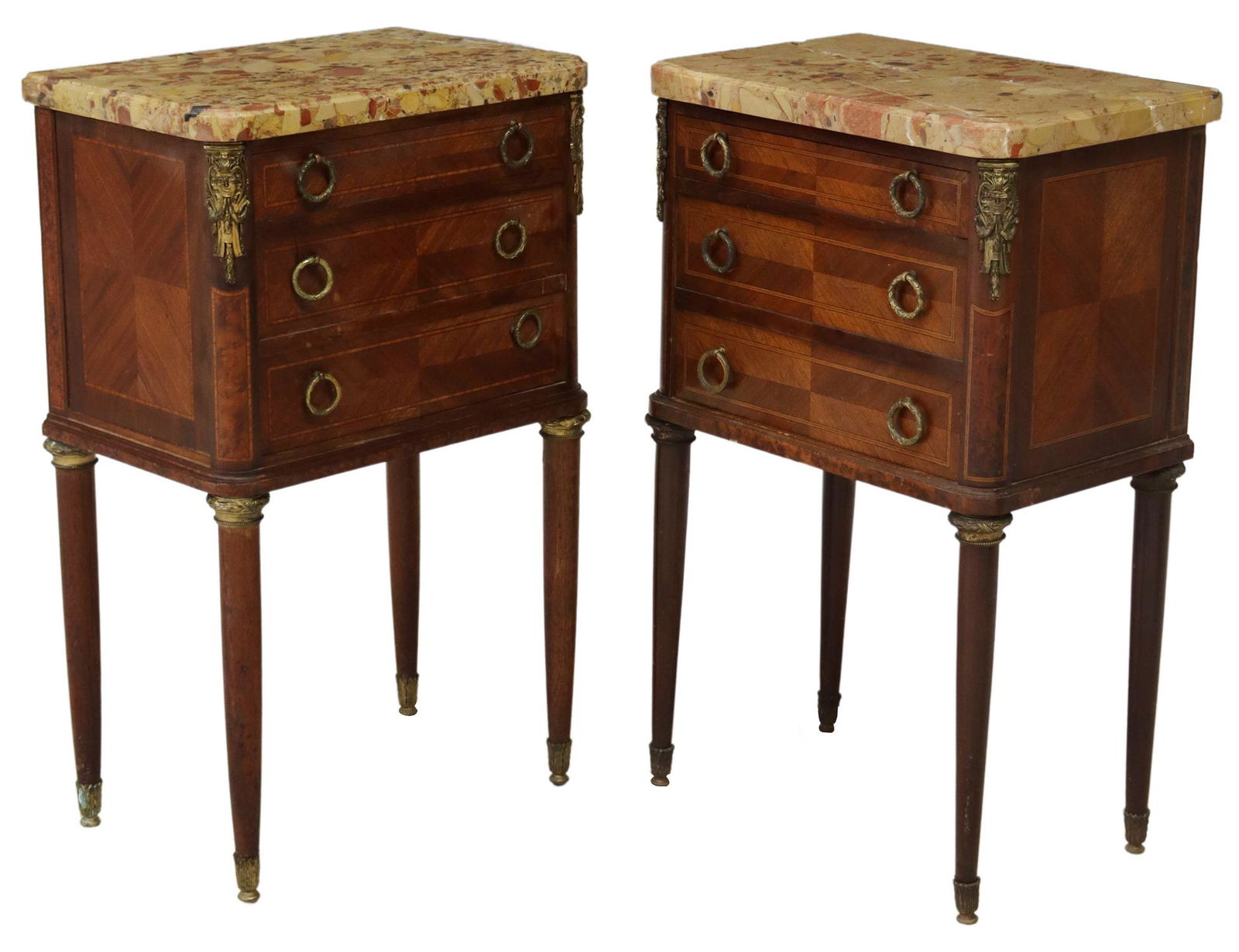 (2) FRENCH LOUIS XVI STYLE MAHOGANY NIGHTSTANDS (1 of 5)