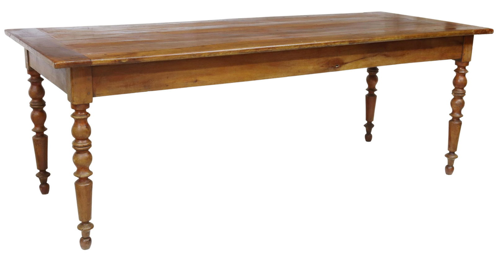 FRENCH PROVINCIAL FRUITWOOD FARMHOUSE TABLE, 79"L (1 of 5)