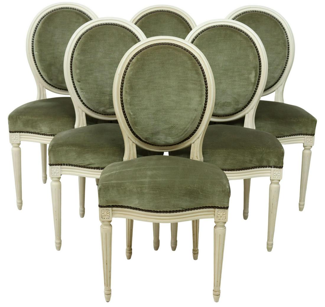 (6) FRENCH LOUIS XVI STYLE UPHOLSTERED CHAIRS (1 of 3)