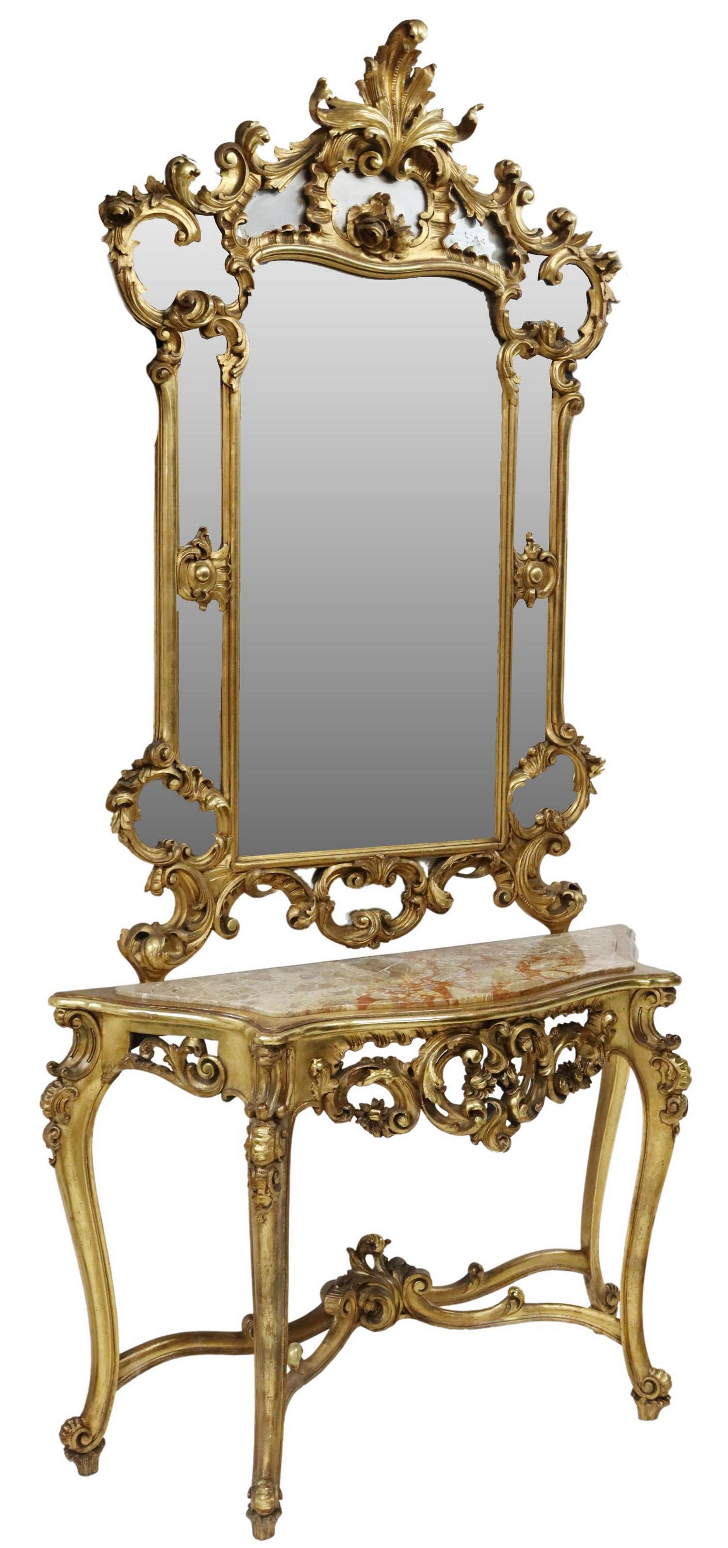 ITALIAN LOUIS XV STYLE MIRRORED CONSOLE TABLE (1 of 5)