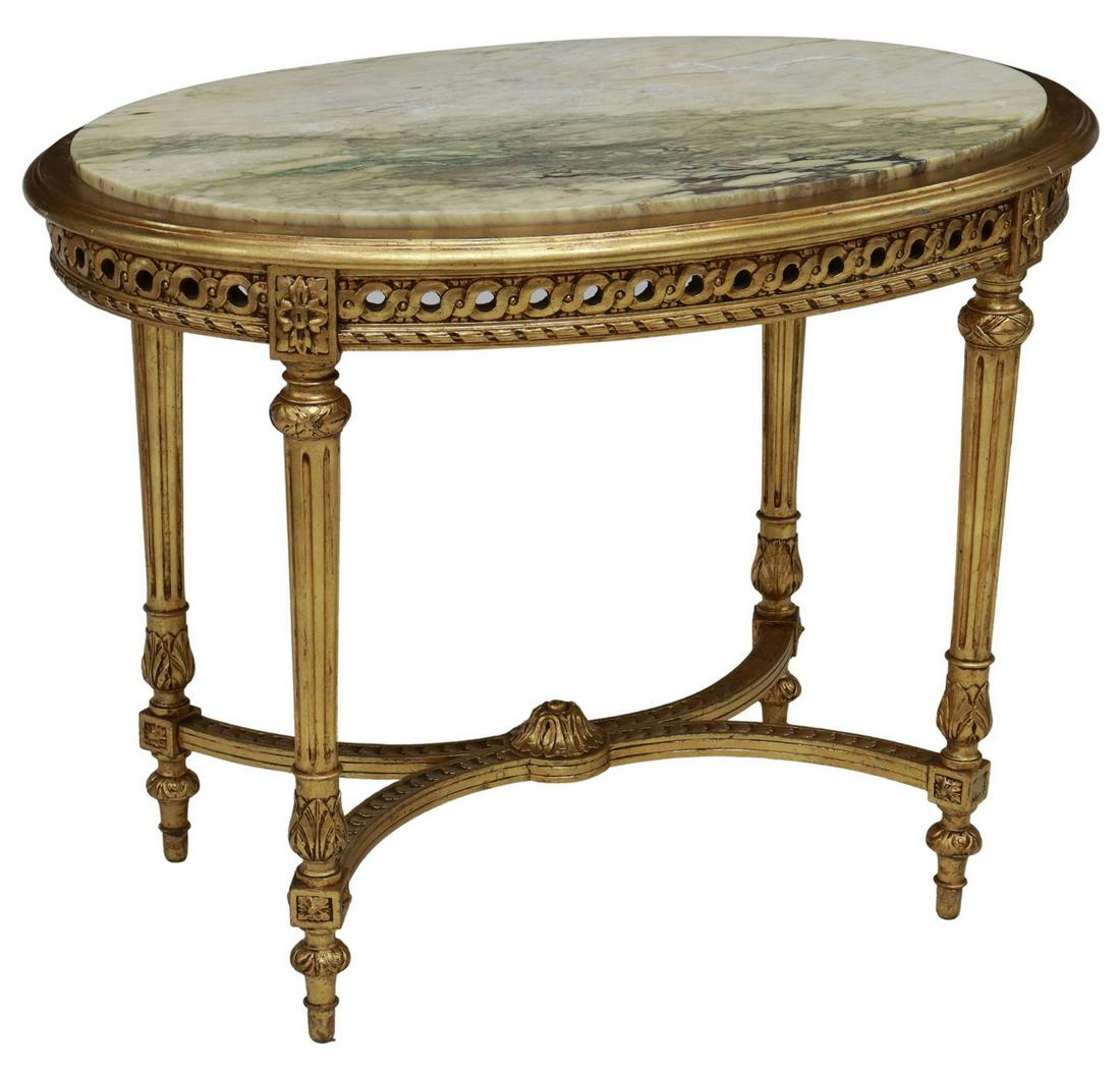 FRENCH LOUIS XVI STYLE MARBLE-TOP GILTWOOD TABLE (1 of 4)