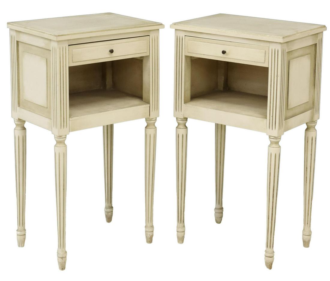 (2) FRENCH LOUIS XVI STYLE PAINTED NIGHTSTANDS (1 of 5)