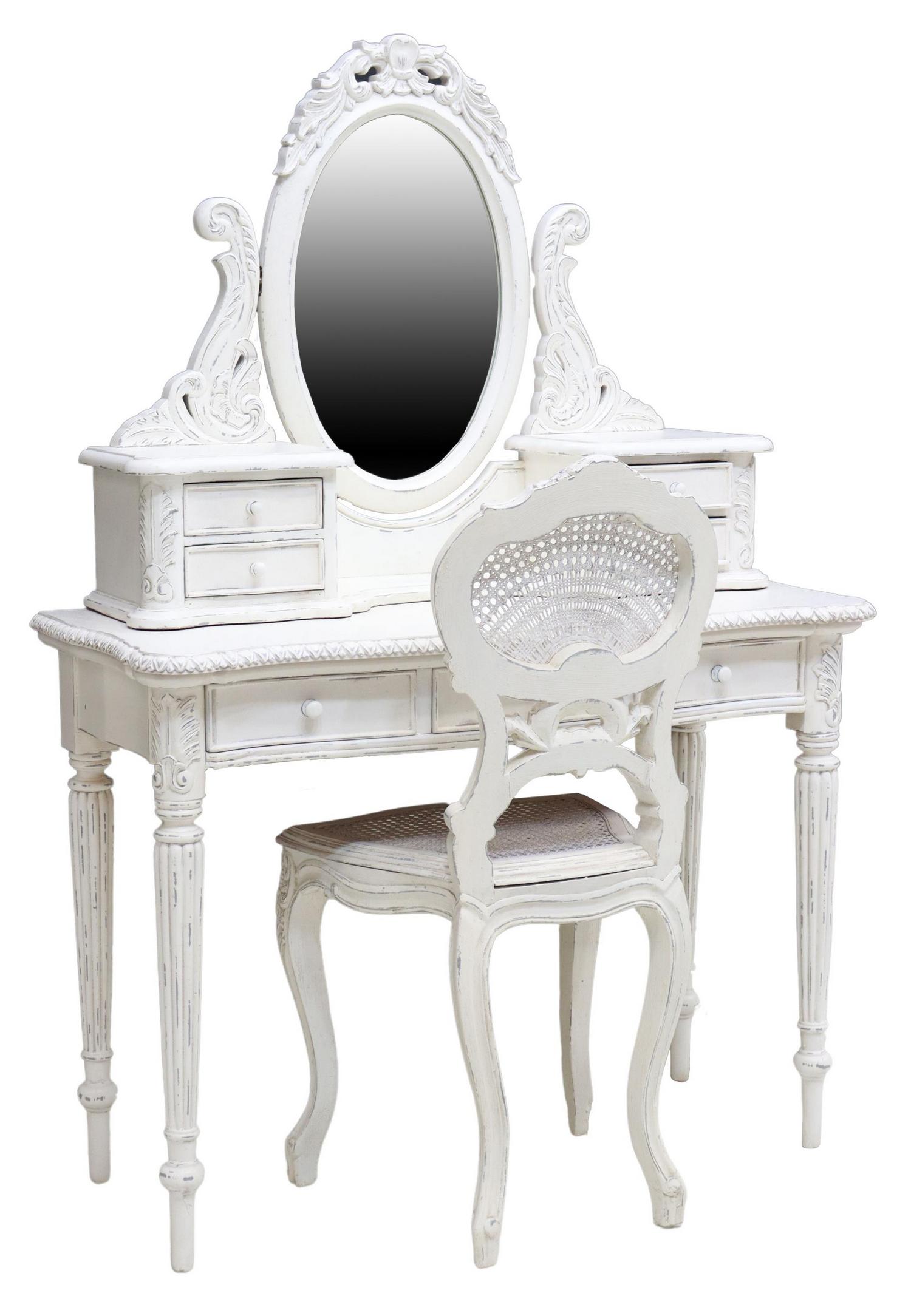 (2) WHITE PAINTED MIRRORED VANITY WITH CHAIR (1 of 6)