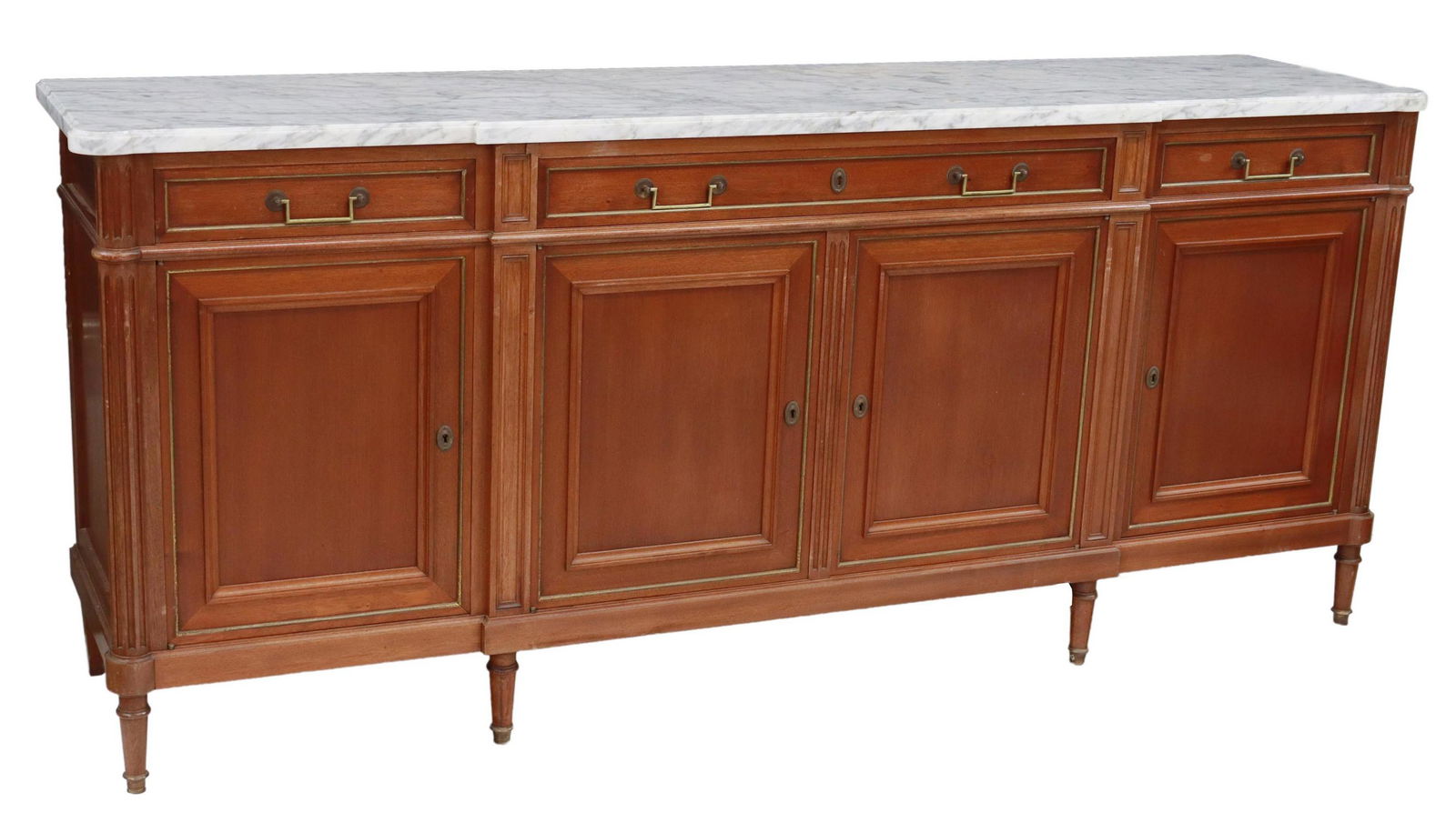 LOUIS XVI STYLE MARBLE-TOP MAHOGANY SIDEBOARD (1 of 8)