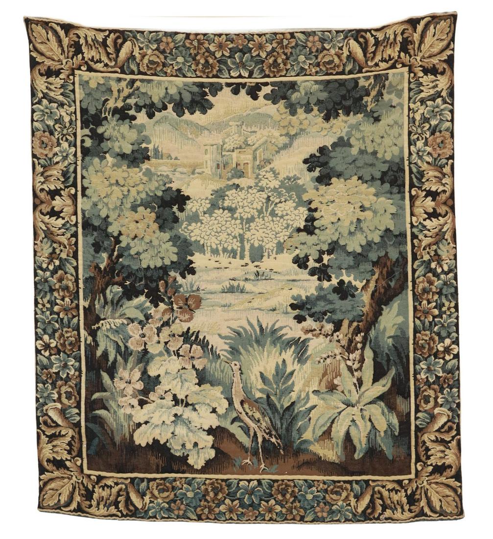 FLEMISH STYLE VERDURE TAPESTRY, 60" X 50" (1 of 3)