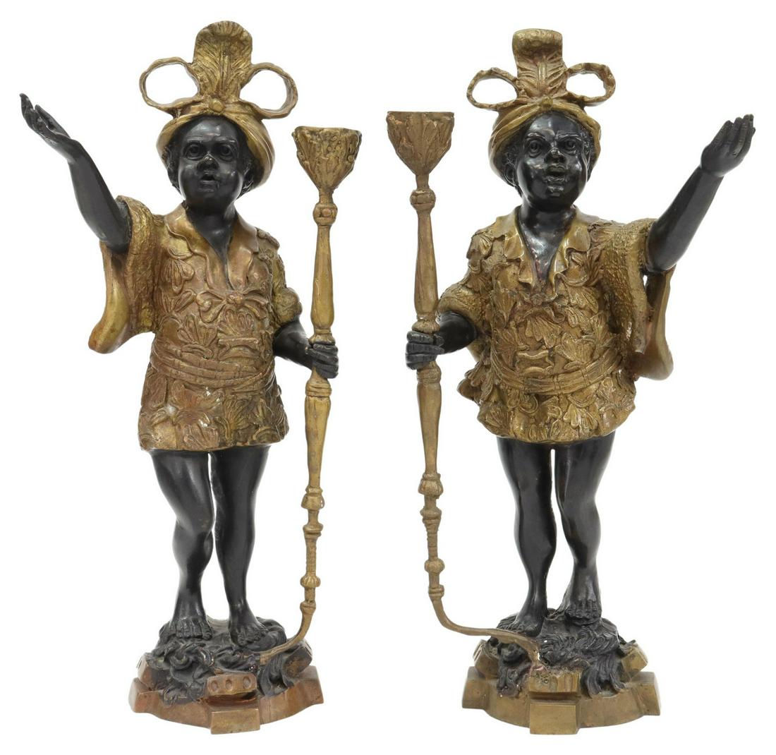 (2) PARCEL GILT & BRONZE BLACKAMOOR CANDLEHOLDERS (1 of 4)