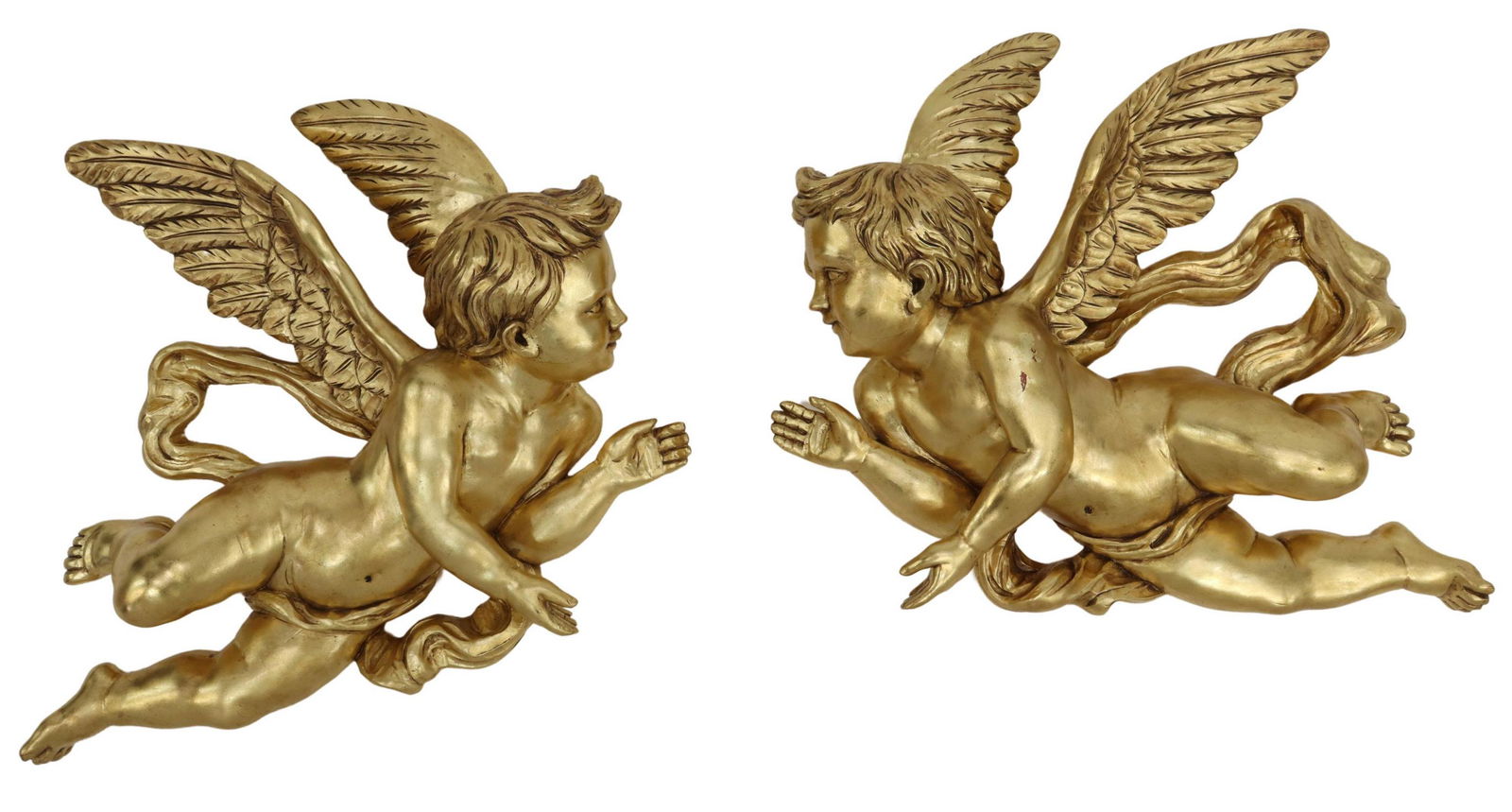 (2) LARGE ITALIANATE GILTWOOD PUTTI ARCHITECTURALS (1 of 3)