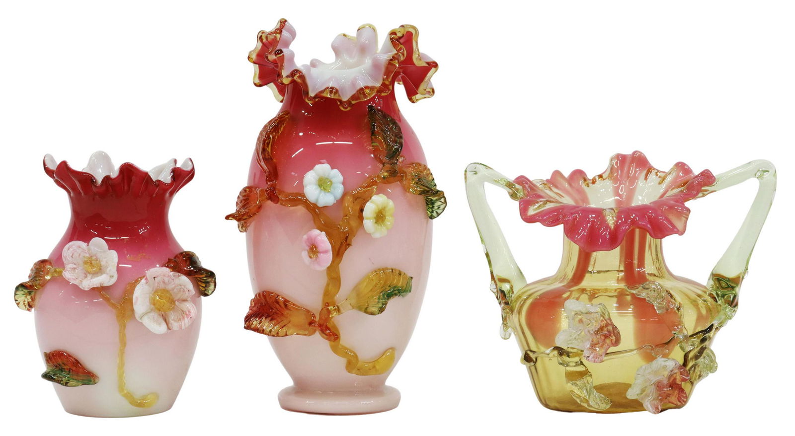 (3) VICTORIAN CASED & APPLIED ART GLASS ITEMS (1 of 4)