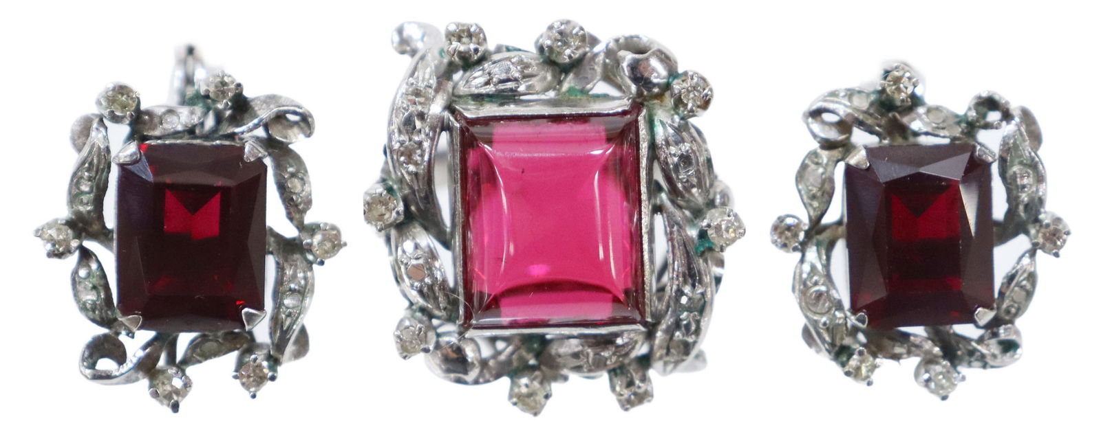 (LOT) ESTATE 14KT WG, RUBY & DIAMOND JEWELRY SET (1 of 4)