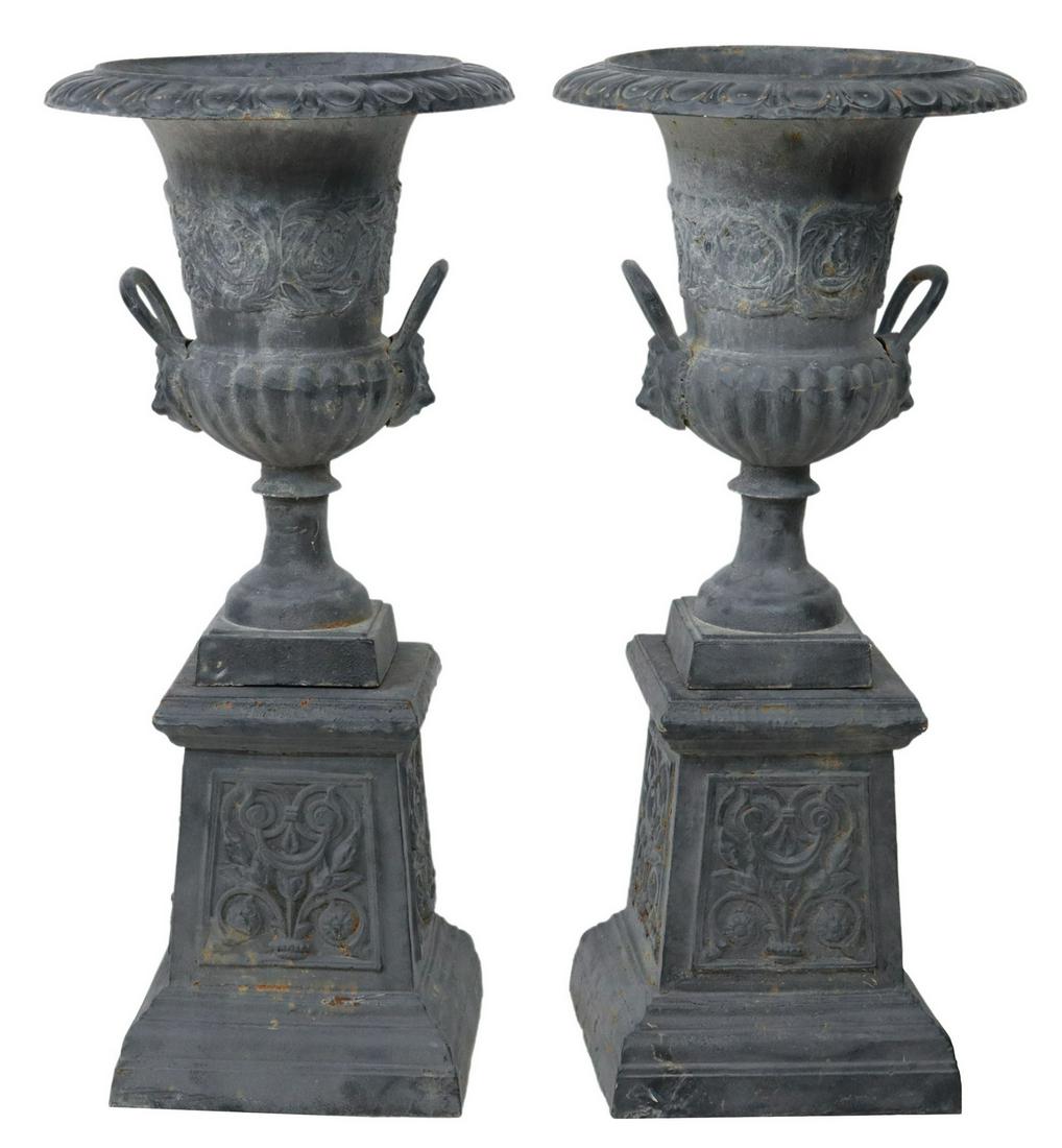 (2) CLASSICAL STYLE CAST IRON URN PLANTERS, 41"H (1 of 4)