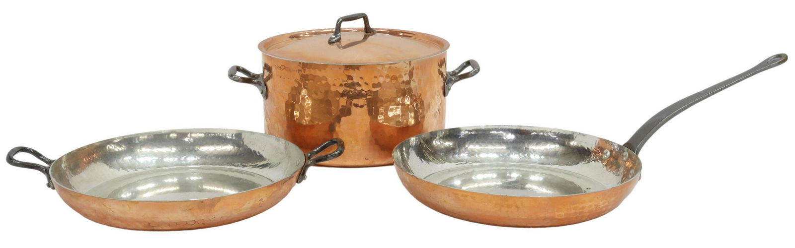 (3) FRENCH VILLEDIEU HAMMERED COPPER COOKWARE (1 of 3)