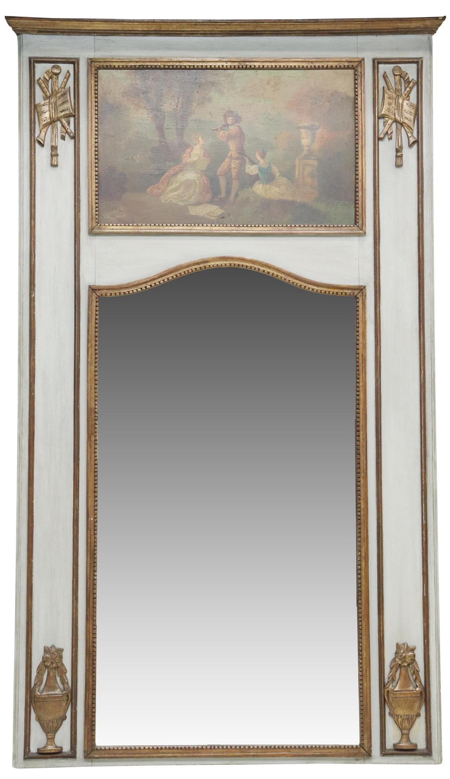 FRENCH LOUIS XVI STYLE PARCEL GILT TRUMEAU MIRROR (1 of 4)