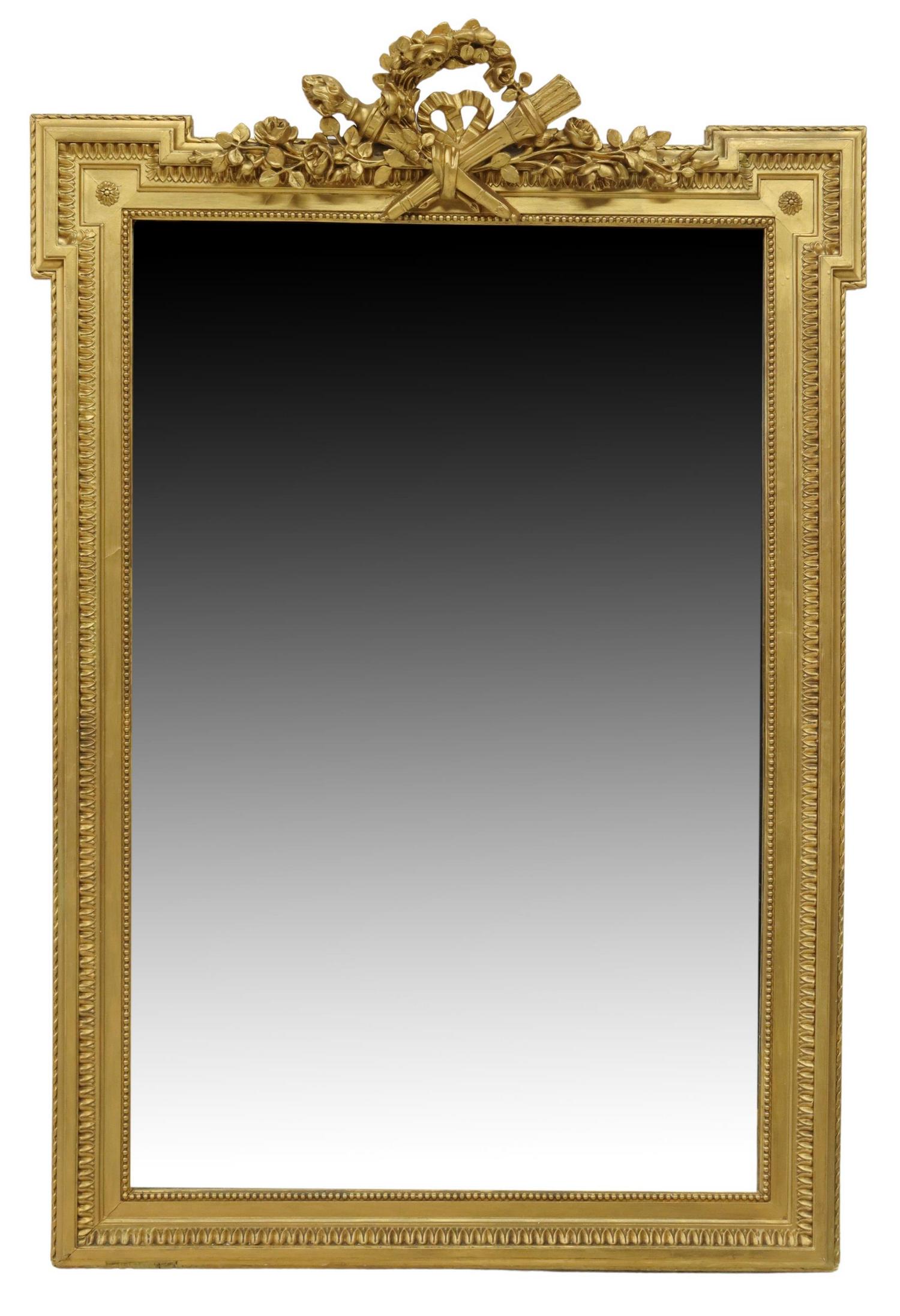 FRENCH LOUIS XVI STYLE GILTWOOD MIRROR (1 of 3)