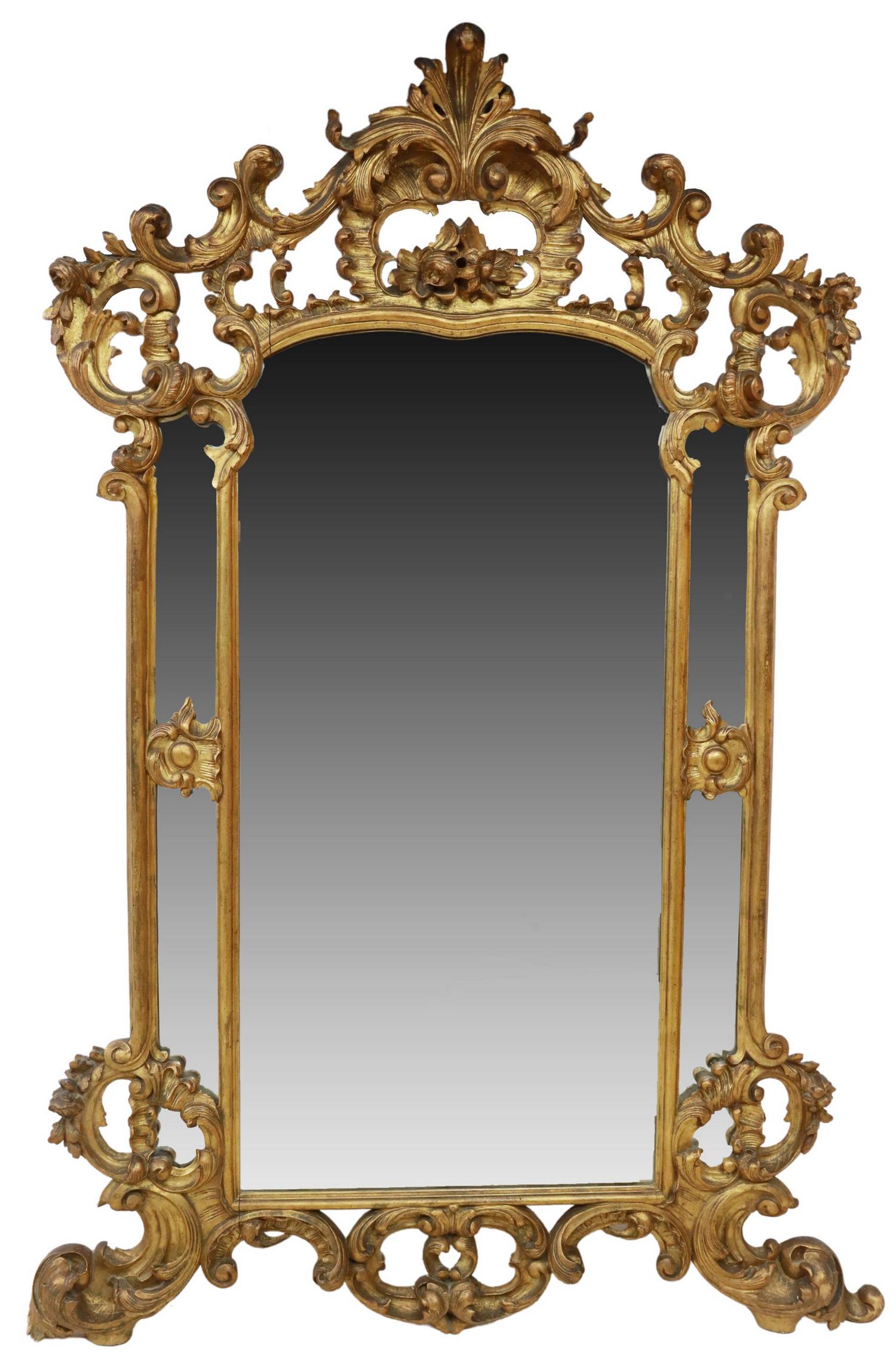 ITALIAN LOUIS XV STYLE GILTWOOD WALL MIRROR (1 of 3)