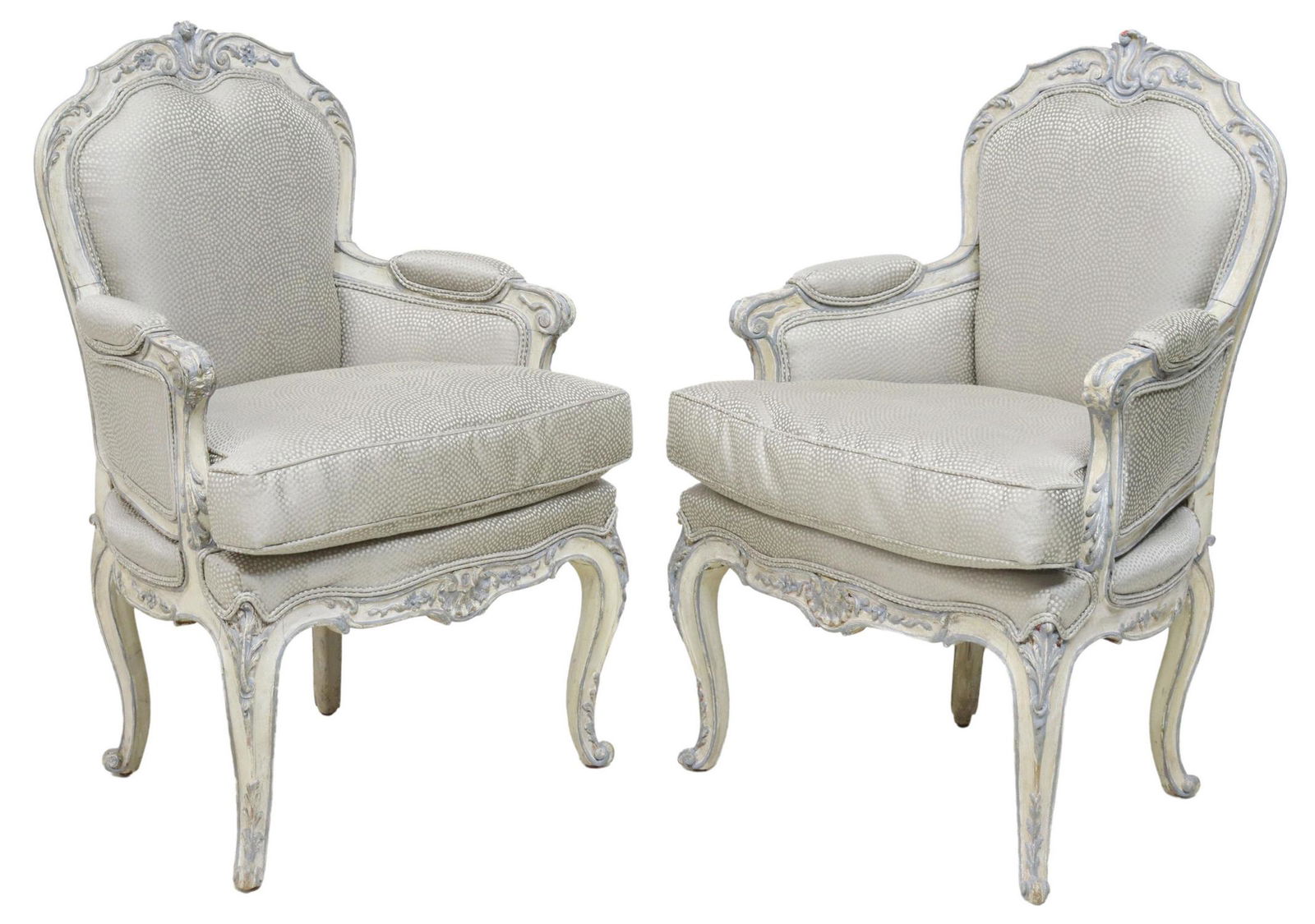 (2) FRENCH LOUIS XV STYLE PAINTED BERGERES (1 of 3)