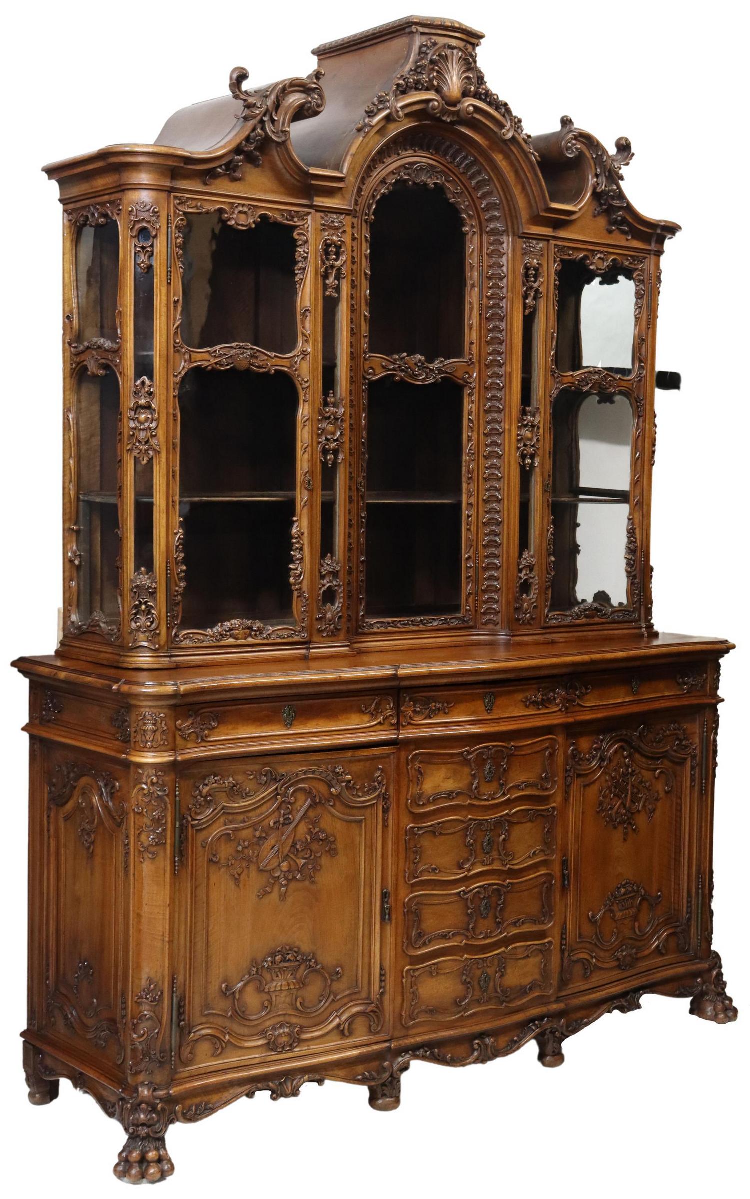 FINE LOUIS XV STYLE CARVED WALNUT SIDEBOARD (1 of 6)