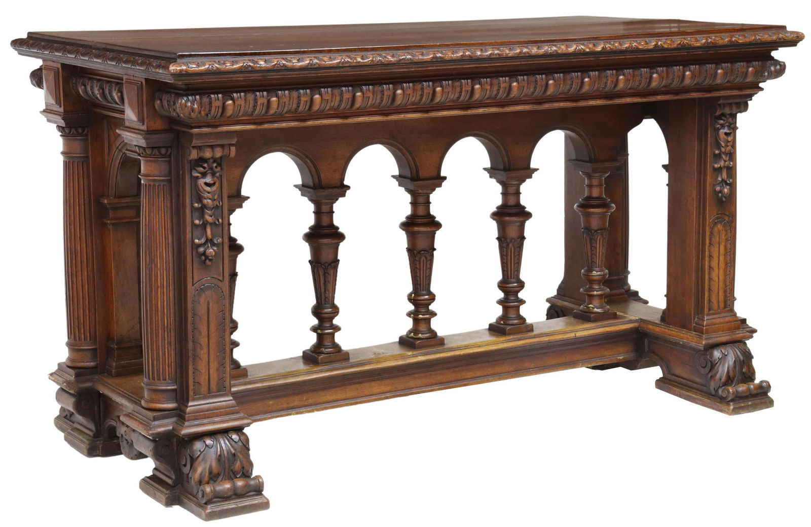 FRENCH RENAISSANCE REVIVAL WALNUT LIBRARY TABLE (1 of 4)