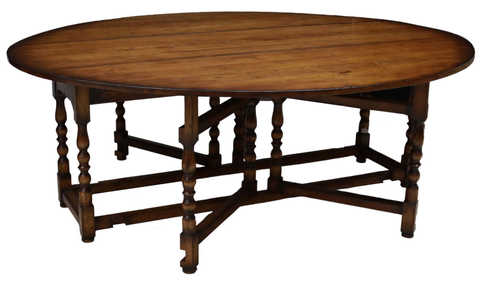 LARGE ENGLISH OAK DROP-LEAF WAKE TABLE, 84"L (1 of 4)