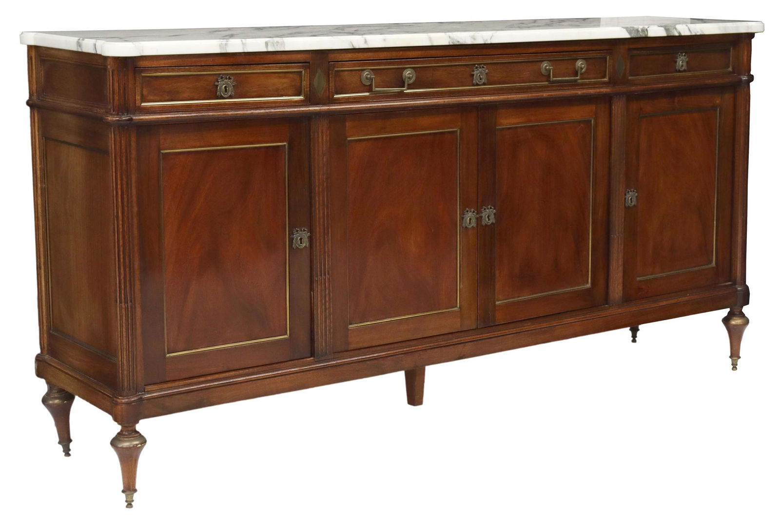 LOUIS XVI STYLE MARBLE-TOP MAHOGANY SIDEBOARD (1 of 6)