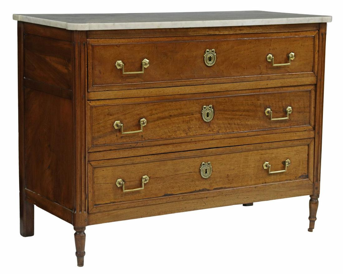 FRENCH LOUIS XVI STYLE MARBLE-TOP COMMODE (1 of 5)