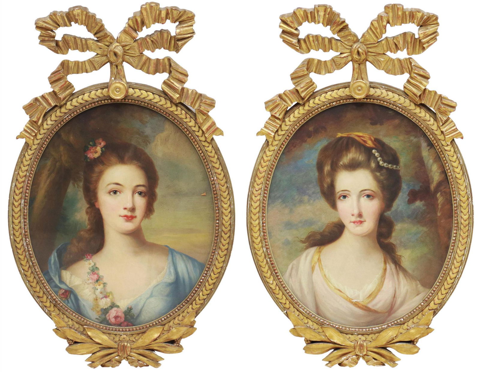 (2) GILTWOOD FRAMED PORTRAITS OF YOUNG WOMEN (1 of 7)