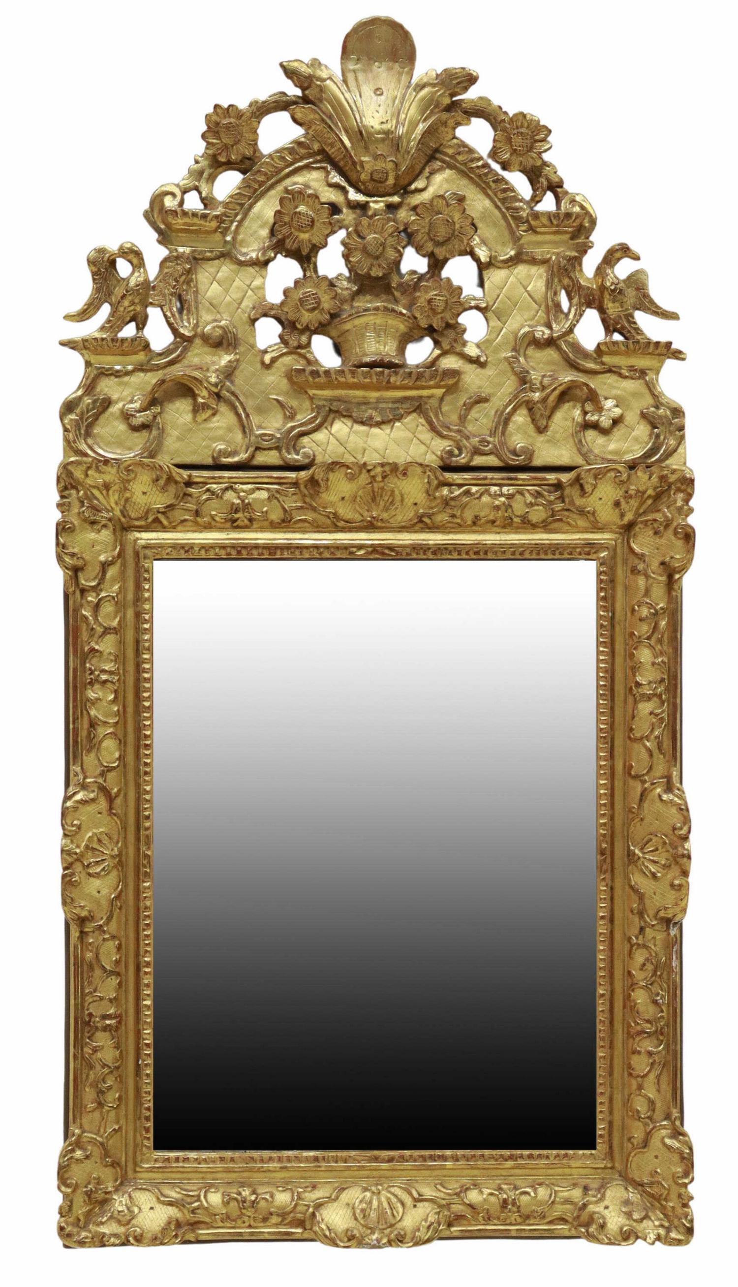 LARGE FRENCH REGENCE STYLE GILTWOOD WALL MIRROR (1 of 3)