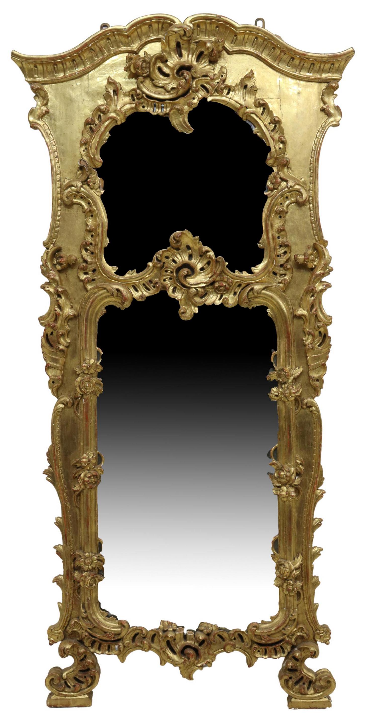 LOUIS XV STYLE GILTWOOD WALL MIRROR, 75" X 31.5" (1 of 3)