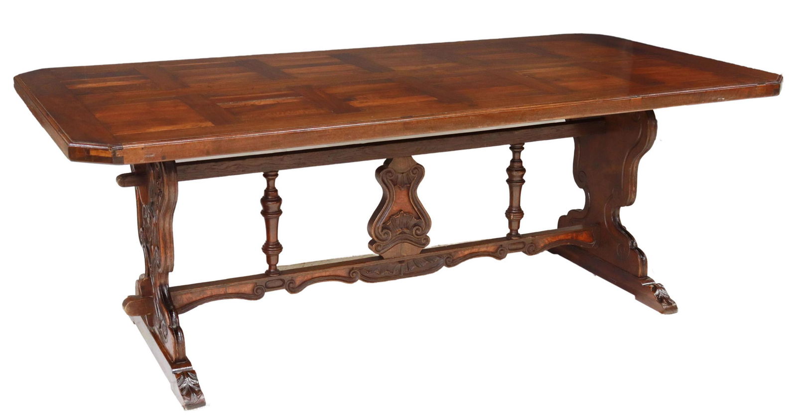 FRENCH PROVINCIAL PARQUETRY-TOP DINING TABLE (1 of 4)