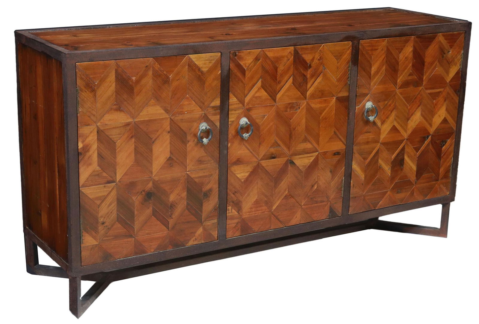 CONTEMPORARY PARQUETRY & IRON SIDEBOARD (1 of 5)