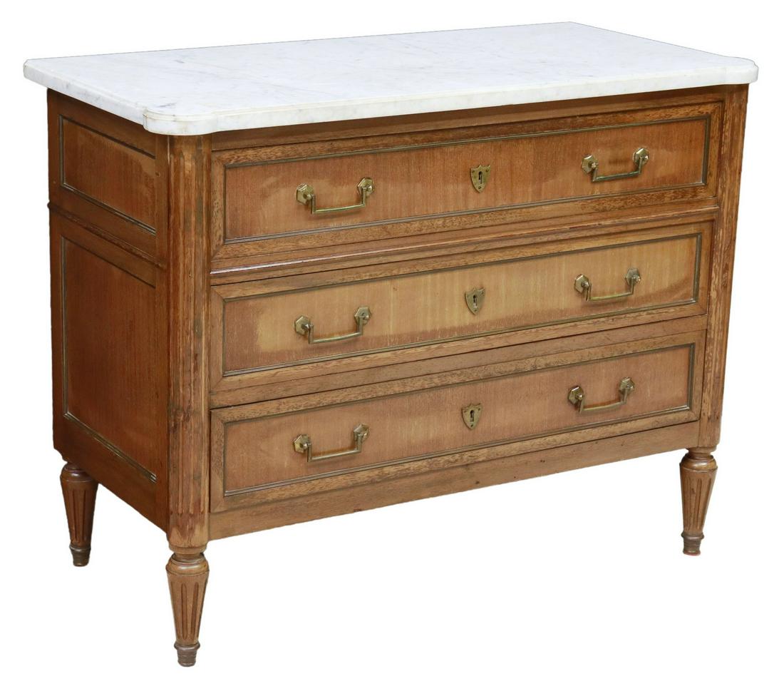 FRENCH LOUIS XVI STYLE MARBLE-TOP MAHOGANY COMMODE (1 of 5)