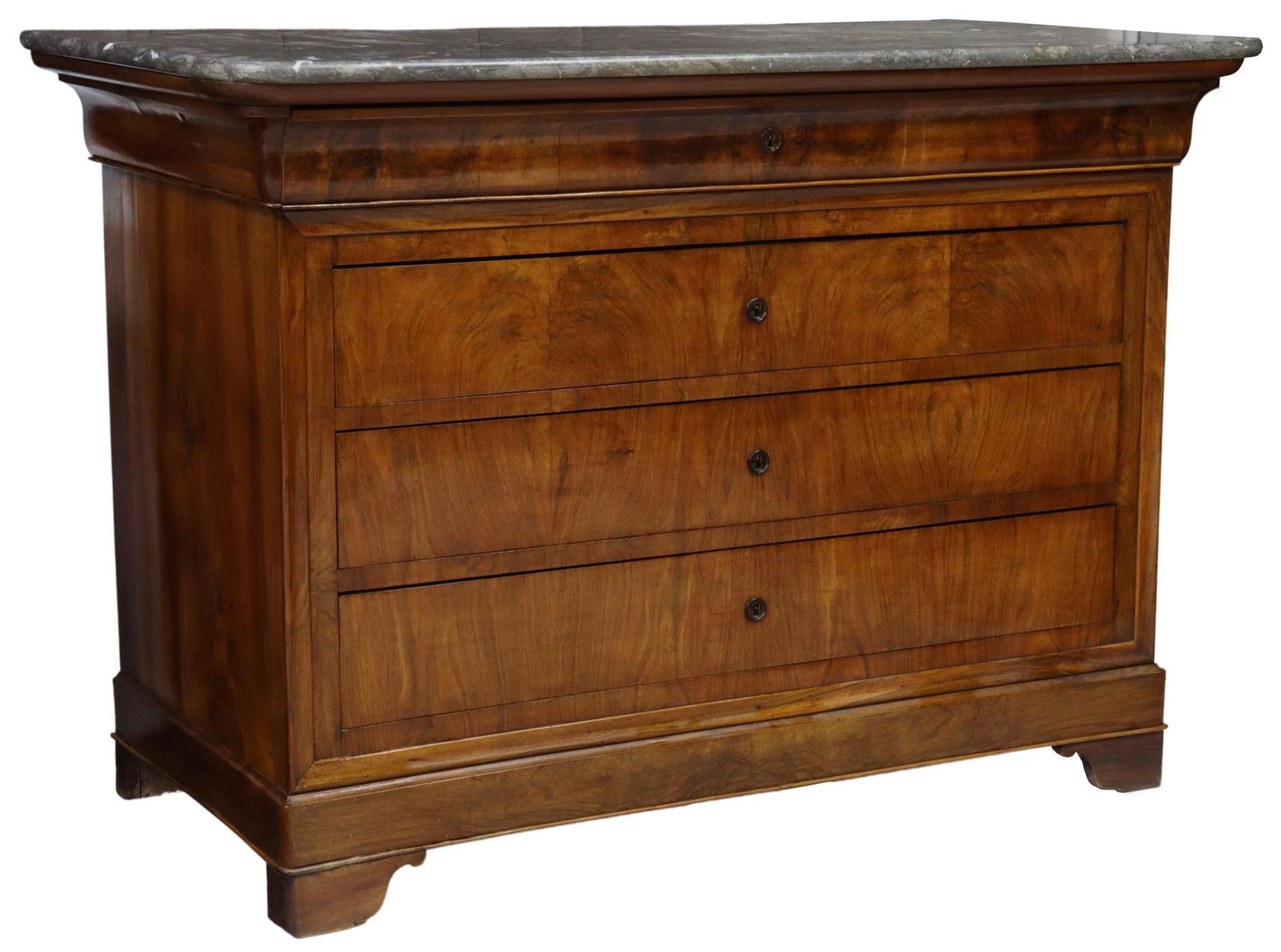 FRENCH LOUIS PHILIPPE MARBLE-TOP MAHOGANY COMMODE (1 of 5)