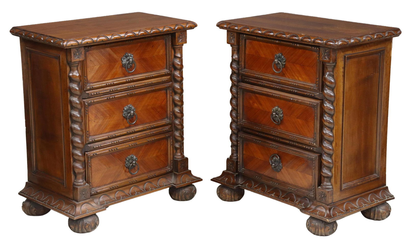 (2) ITALIAN BAROQUE STYLE WALNUT NIGHTSTANDS (1 of 5)