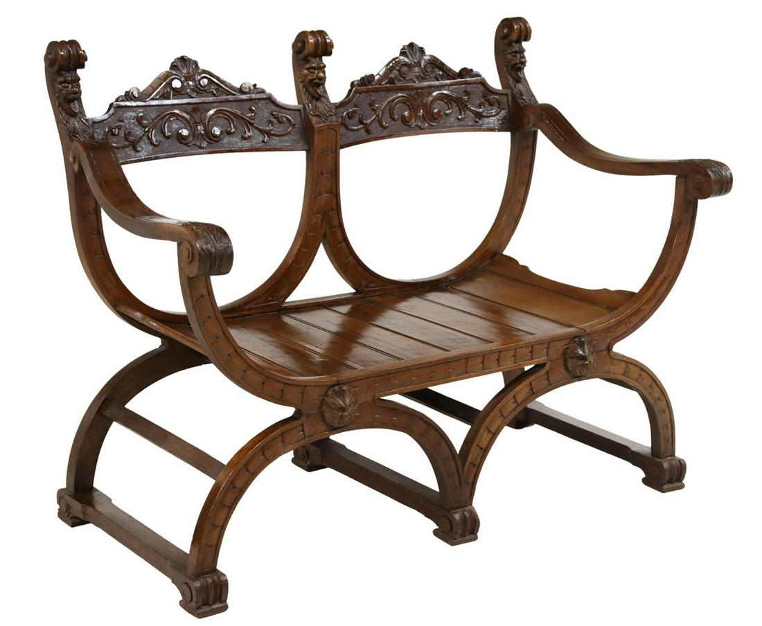 ITALIAN WALNUT SAVONAROLA CURULE BENCH (1 of 4)