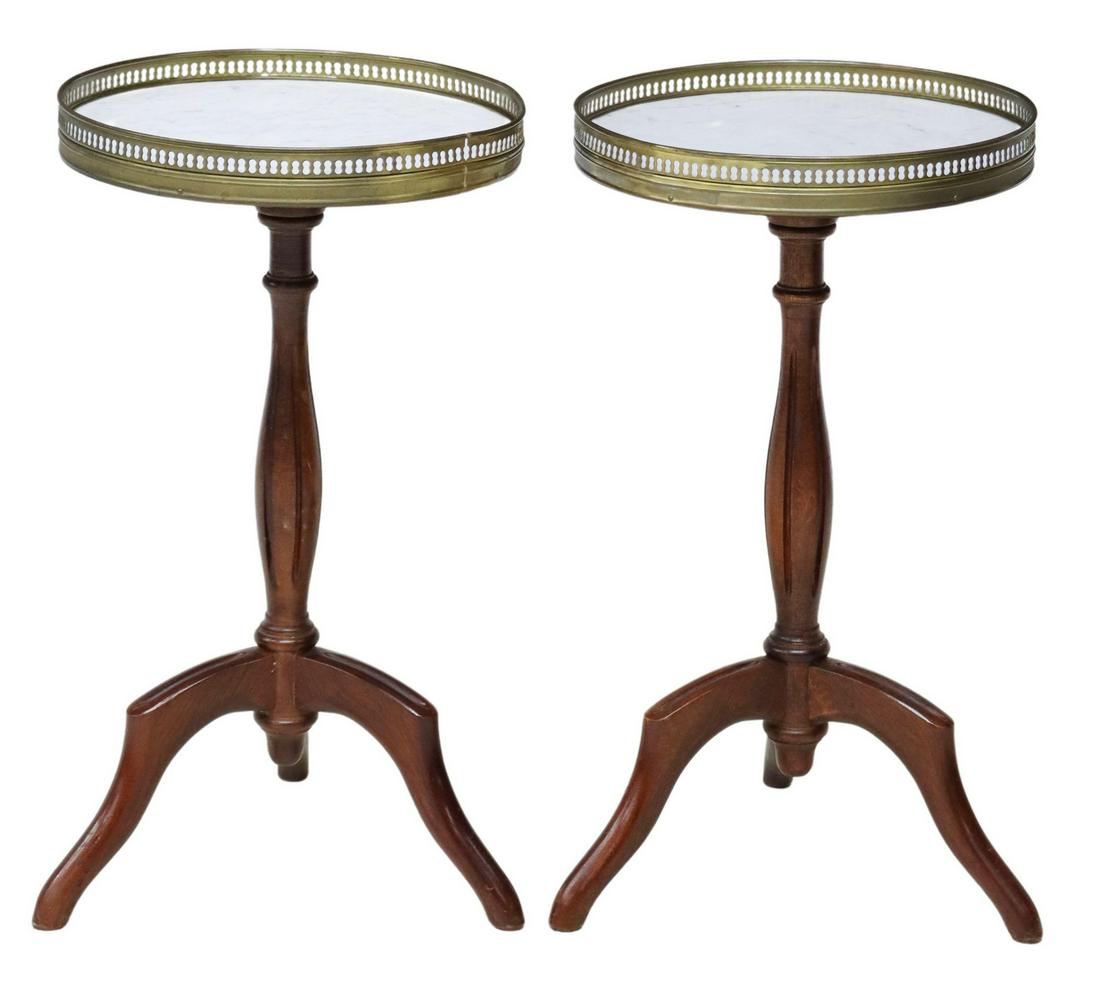 (2) FRENCH LOUIS XVI STYLE MARBLE-TOP SIDE TABLES (1 of 3)