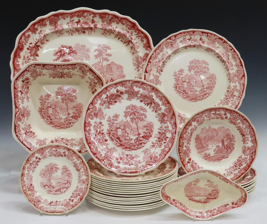 28) COPELAND SPODE SEVERN RED TRANSFERWARE SERVICE (1 of 4)