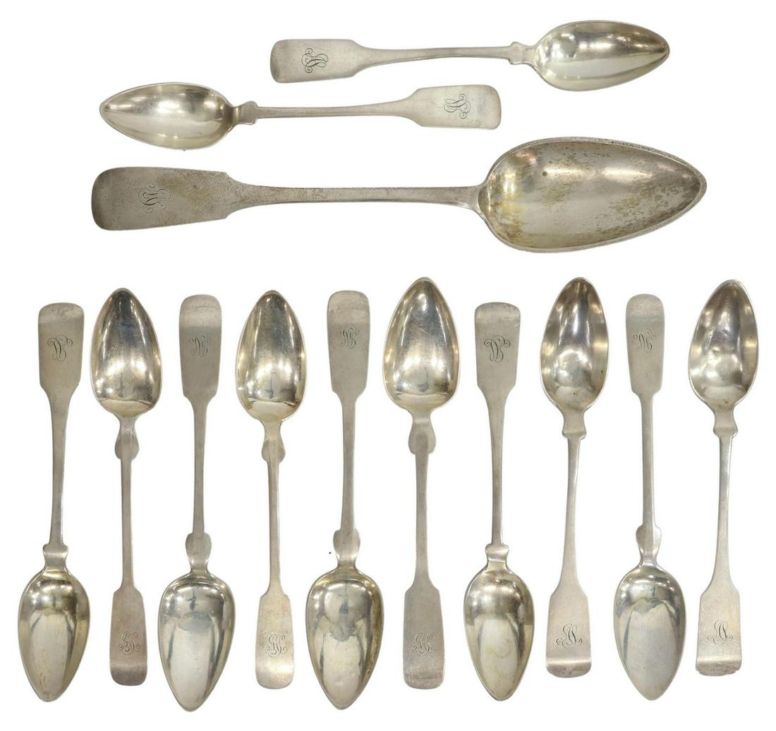 (13) GERMAN 750 SILVER FIDDLEBACK SPOONS (1 of 3)