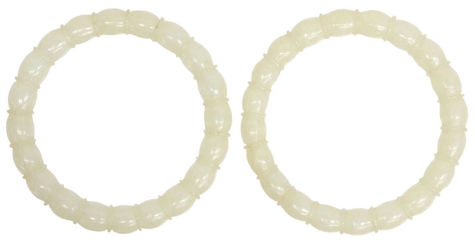 (2) ESTATE CHINESE CARVED JADE BANGLE BRACELETS (1 of 2)