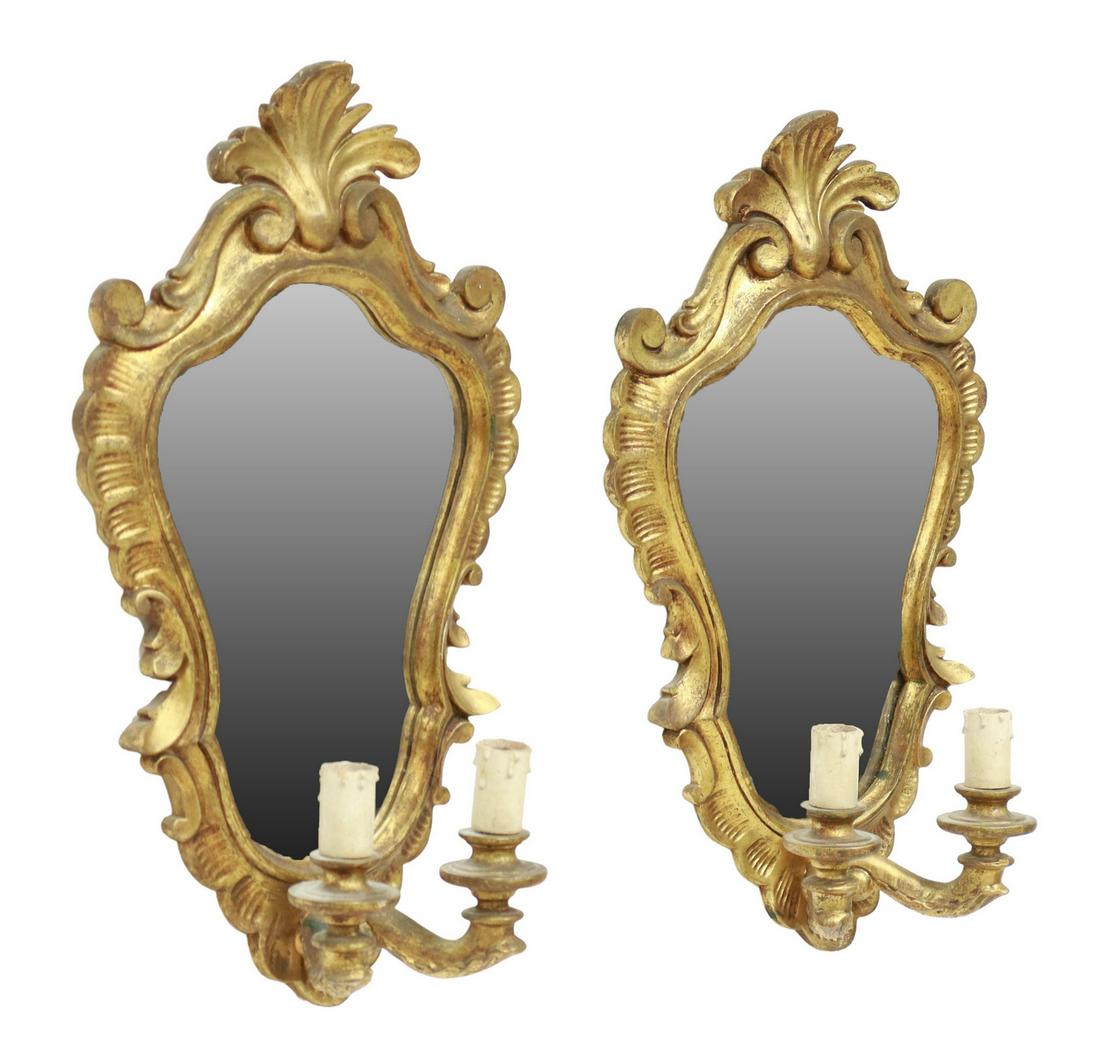 ITALIAN LOUIS XV STYLE MIRRORED 2-LT WALL SCONCES (1 of 3)