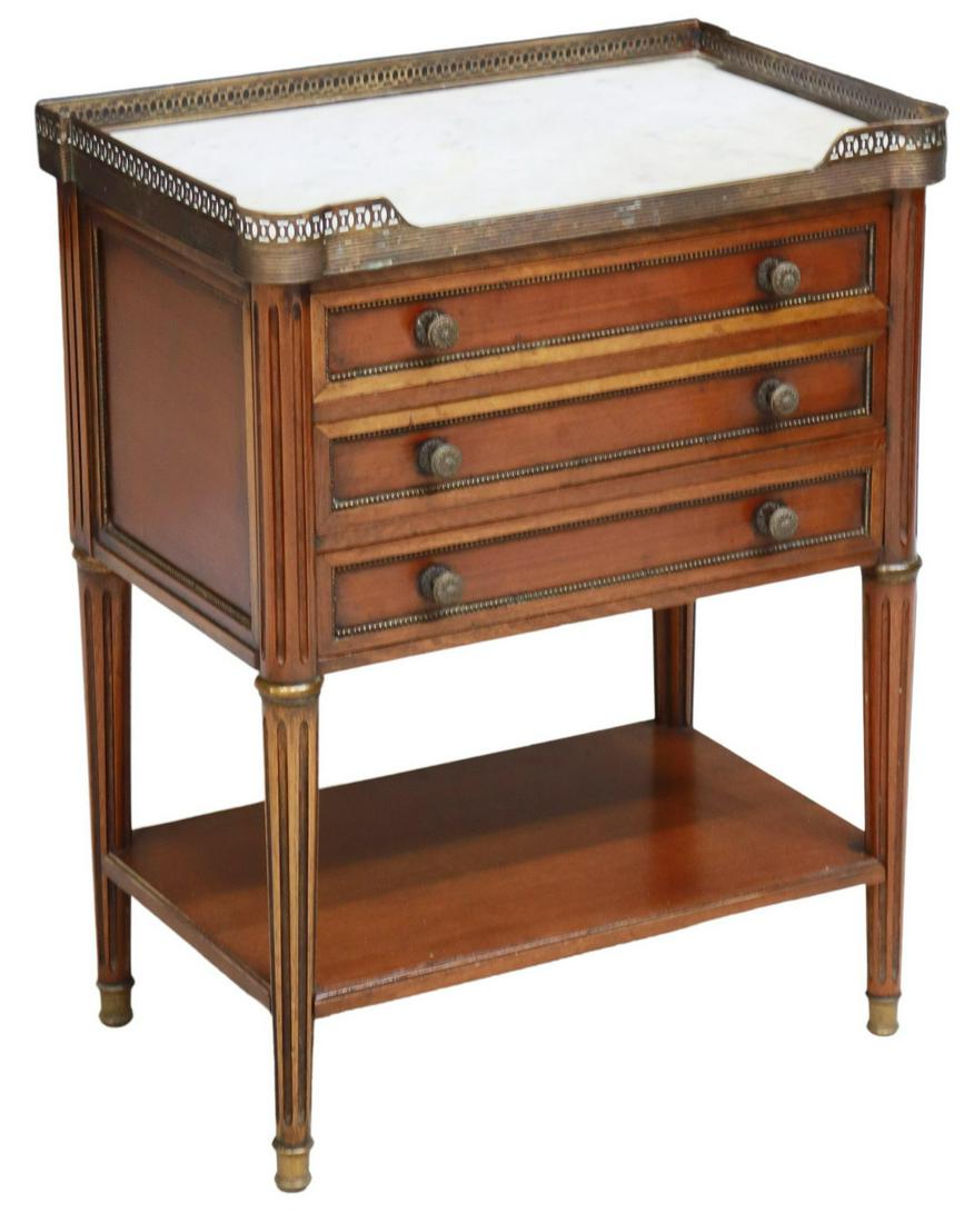 LOUIS XVI STYLE MARBLE-TOP MAHOGANY NIGHTSTAND (1 of 5)