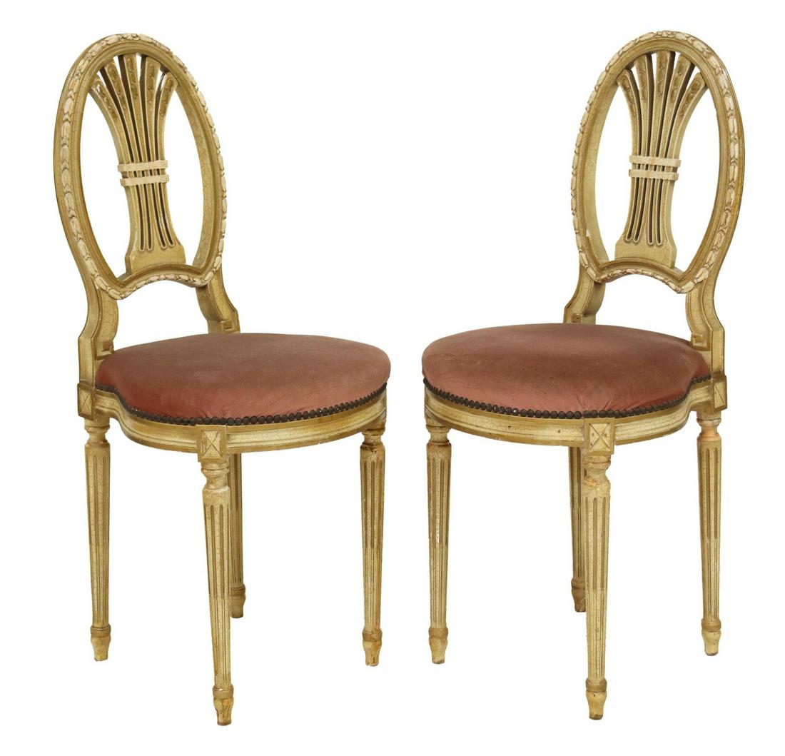 (2) LOUIS XVI STYLE PAINTED SIDE CHAIRS (1 of 3)