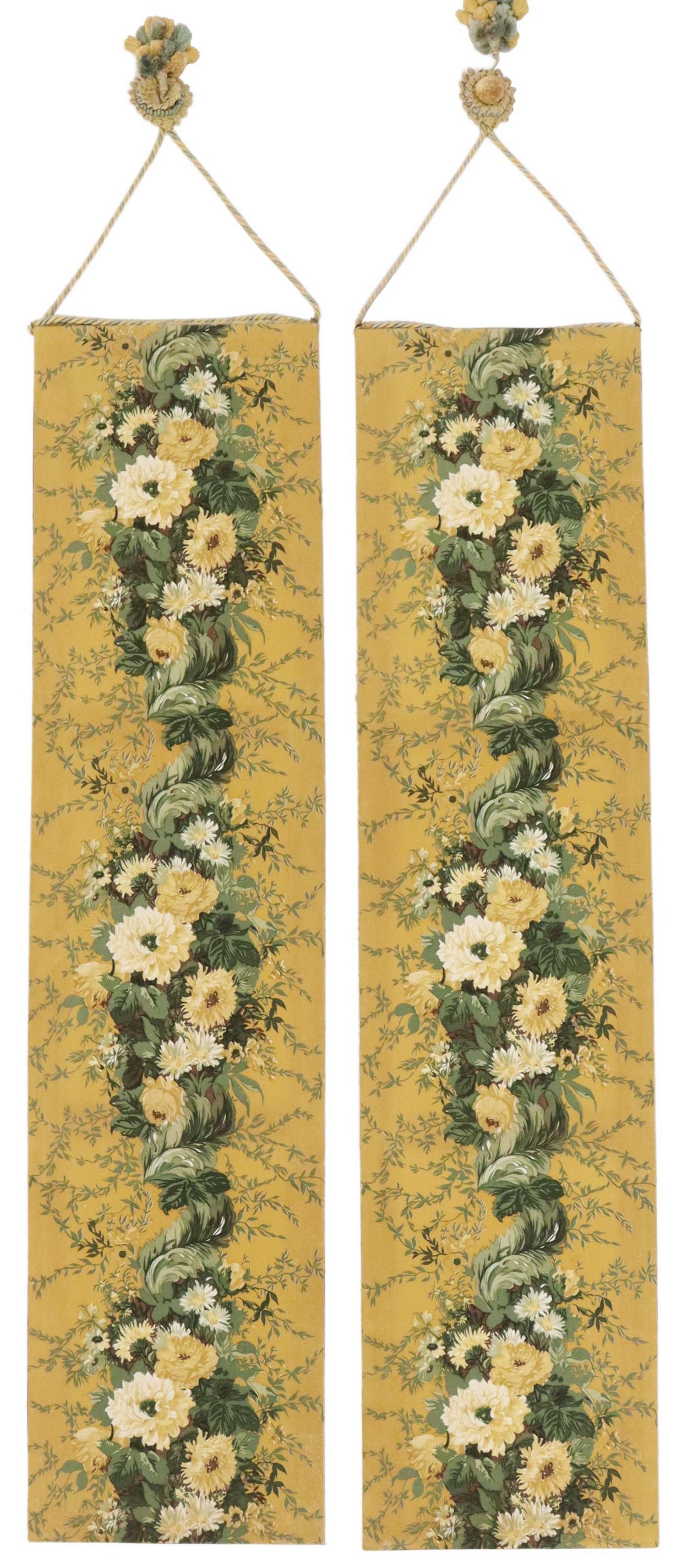 (2) ARCHITECTURAL FLORAL FABRIC WALL PANELS (1 of 2)