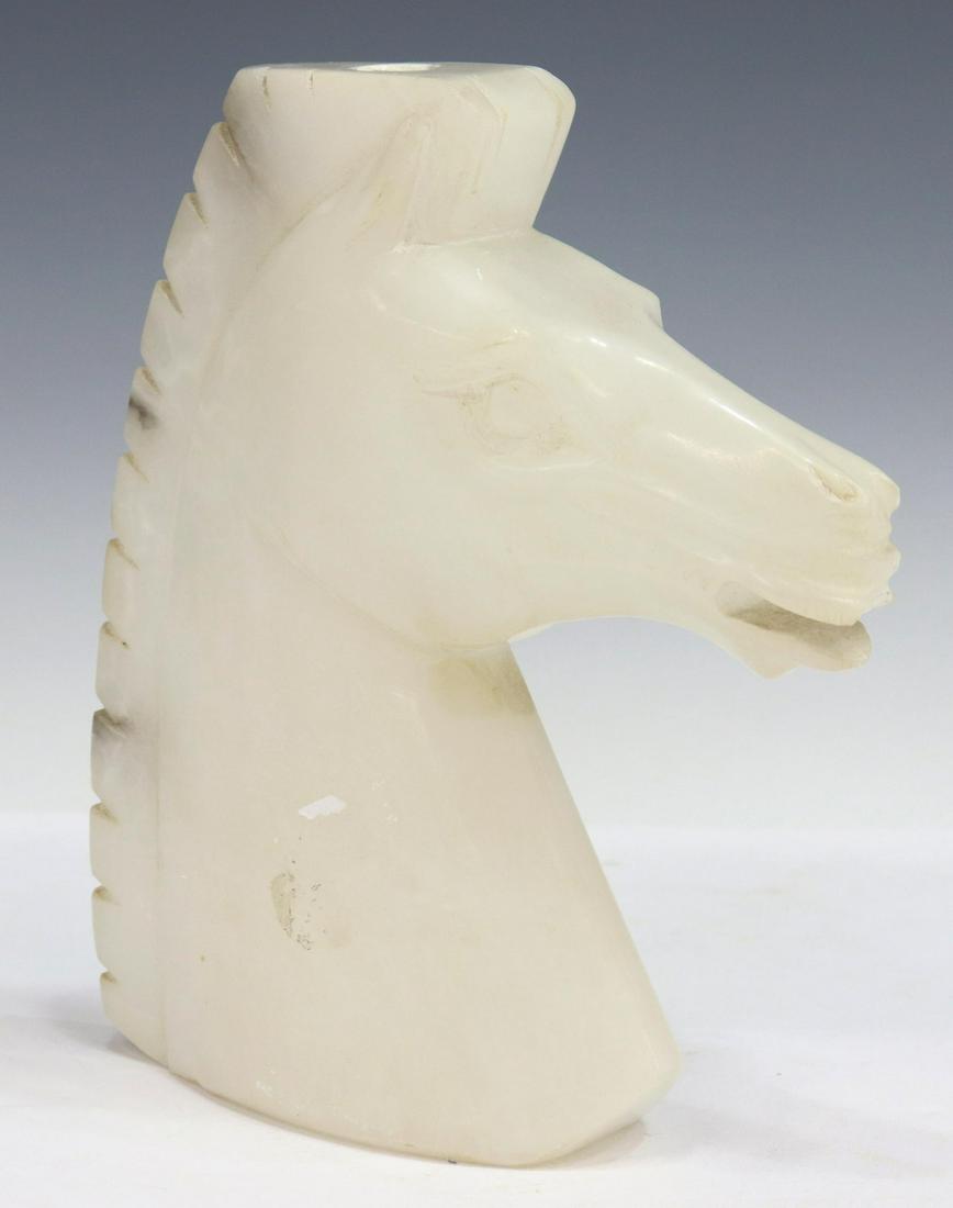 ITALIAN CARVED ALABASTER HORSE HEAD SCULPTURE (1 of 4)