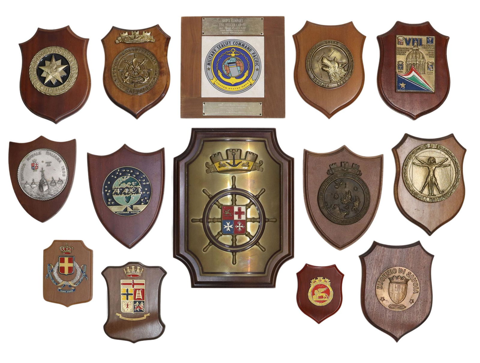 (14) ITALIAN NAVAL BRASS COMMEMORATIVE PLAQUES (1 of 6)