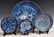 77: LARGE JAPANESE BLUE & WHITE CHARGER & PLATES