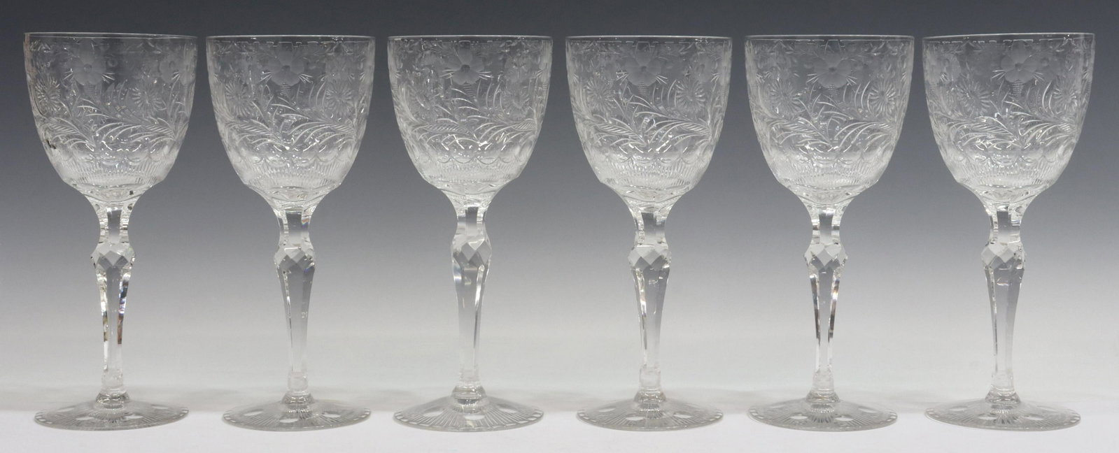 (6) SENECA 'BERKELEY' CUT CRYSTAL WATER GOBLETS: (lot of 6) Cut clear crystal water goblets, Seneca Glass Company, in the "Berkeley" pattern, approx 8 3/8"h, 3 5/8"diam; 4lbs total Start Price: $80.00